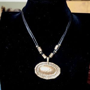 Brass Pendant On Cord Necklace